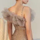Dream Grey Shoulder Drill Bar Decorative Large Size Dress evening dress for fat women