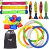 23 Pack Underwater Swimming Diving Pool Toys Diving Rings, Toypedo, Diving Sticks With Treasures Gift Set Bundle, Age 3+