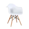 Hot Sale Contemporary Modern Hotel Furniture Armrest White Polypropylene Cover Solid Wood Legs kitchen Dining Chair HYH-A305