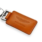 High-grade Custom Genuine Cowhide Leather Engraved Logo Keychain with Metal Alloy Clasp