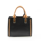 Popular hot sale fashion private label black fashion cowhide genuine leather shoulder handbags