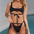 New 2019 Custom Bandage Hollow Out High Waist Leopard Print Swimwear Sexy Bikini Women