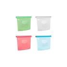 Custom Home 1000ml Kitchen Reusable Transparent Zipper Ziplock Foldable Silicone Food Grade Pouch Storage Bag