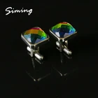 Eco friendly magic men party personalized jewelry rainbow cufflink and tie clip sets