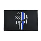 Wholesale Stock 3x5 Fts Light Weight Grommets Punisher Thin Blue Line USA Police Flag