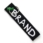 Personalized logo custom embroidered flight crew keychain fabric key tag with metal keyring