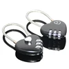 Steel Wire Resettable 3 Digit Combination Travel Luggage Suitcase Padlock Black Color Metal Heart Shaped Luggage Lock