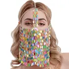 CCbodily Face Mask Chains Jewelry Harness Colourful Face Veil Face Masquerade Chains FMC0911R05