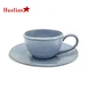 Free samples hualian Blue Square Silk Screen products custom logo porcelain ceramic coffee tea saucer cup set