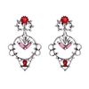 ed01202b Unique Red Crystal Flower Hoop Wing Dangle Silver Earring Fashion