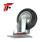 Black Rubber Wheel European Industrial Caster Wheel Roller Bearing Swivel Caster Hand Trolley Cart Caster Wheel