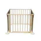 Wood Portable Baby Foldable Playpen, Room Divider Wooden 4 Side Panel