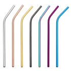 Long stainless Steel Straw Reuse Metal Straws Set Cleaning Brush & Travel Pouch Dishwasher Safe eco-Friendly Straw for All Ki