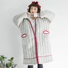 Home winter sleepwear grey super soft warm 100%polyester fiber women pajamas