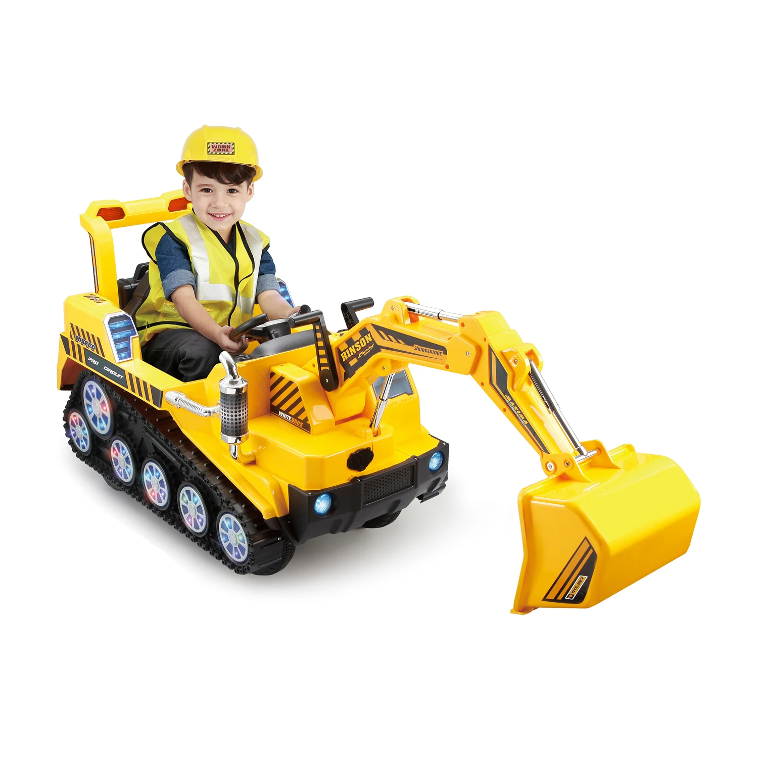 yellow ride on excavator