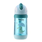 Fuguang Custom Cartoon Travel Leakproof bottle cap with straw Plastic Children Kids Drinking Water Bottle with Straw