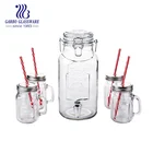 Decal Glass Bottle Sets With Tap Handled Mason Jug With Lid And Straw TZ5-GB2116S