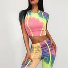 Iridescent Color T Shirt Crop Tank Top and Leggings Two Piece Set Yoga Fitness Suit,Latest Tracksuit for Women