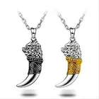 Necklace China Dragon Design Gold Dragon Pendant Stainless Steel Men Wolf Tooth Pendant Chain Silver Necklace