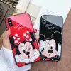 Tempered Glass Mickey Mouse Shockproof Glass Back Cover Protective Mobile Phone Accessories for iPhone X/6/6S/7/8 plus