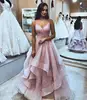 A-Line Ruffles Skirt Tube Top Pink Fairy Princess Indian Prom Dresses