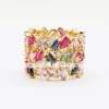 Wholesale new fashion Miami jewelry gold plated rainbow ring for women