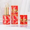 Chinese Red Lipstick Case, 12.1mm Retro Magpie Print Lipstick Packaging Tube, Magnetic Square Lipstick Bottle