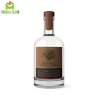 Wood Gin Glass Bottle Empty 25oz 75cl 750ml Liquor Glass Vodka Bottle Gin Spirit Glass Bottles With T Wood Cork