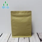 custom printed 500g food grade kraft paper flat bottom with zipper rectangular window plastic lined snack pouch