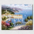 Canvas Printed Colorful Art from Hand-painted Oil Painting Impression Mediterranean Landscape