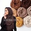 Women 70 colors plain crinkle muslim hijabs shawls oversize head wraps soft long frayed crepe premium cotton scarf women hijab