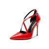 Red Pointed Toe Ankle Strap Ladies Heels Sandals Party