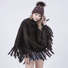 Luxury Mink Fur Poncho Real Animal Fur Ladies Coat Natural Mink Fur Coat