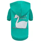 Swan pattern stocked dog green hoodie pet clothes