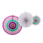 Feather Wall Party Supply Home Favor Tissue Hanging Birthday Decoration Printing Circular Paper Fan Set