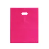 Pink blue poly die cut handle shopping tote bags plastic merchandise bags