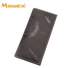 MINANDIO wholesale men's engraved natural leather wallet mens credit card wallets vintage money clips