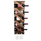 Stylish Rustic Wooden Wine Bottle Display Rack with Hanging Stemware Holder