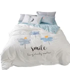 printed plain cotton quilt cover bedsheet 4pcs bedding sets for children