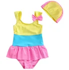 Wholesale Baby Girl's Toddler Cute One Piece Swimsuit Swimwear Bathing Suit with hat cheap 2 pcs