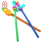OEM printing cartoon plastic sleeve wooden pencil toy