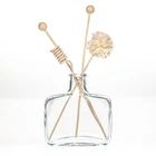Home Decorative 200ml Flat Square Shaped Empty Colorful Glass Reed Diffuser Vase