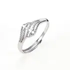 925 sterling silver double leaf line adjustable free size ring for women's jewelry