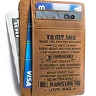 Compact No fold Front Pocket Cowhide Leather Wallet Gift for Men Credit Card RFID Blocking protector