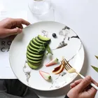 Modern style cheap price home goods ceramic marble dinner dishes plates / wedding porcelain plate with gold rim