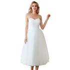 Simple design lace wedding bridal dresses ladies Sling white wedding dress 2019