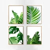 Nodric Style Leaf Fabric Printed Plant Rain Forest Solid Wood Frame Wood Poster Hanger For Wall Art Decoration