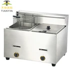 Restaurant Commercial Air Fryer Industrial Double Tanks Gas Deep Fryer For Meat|Chicken|Potato Chips