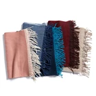 100% Cashmere two tone double face design shawl solid color cashmere scarf 40X180