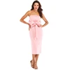 Vogue Unique Design Sweet Lovely Pink Strapless Knot Dress Bodycon Pencil Dress For Girl